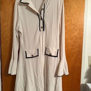 Elegant White Dress with Black Trim